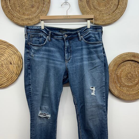 Silver Jeans Co. Distressed Raw Edge Boyfriend Jean Denim Plus Size 18 - Picture 3 of 5